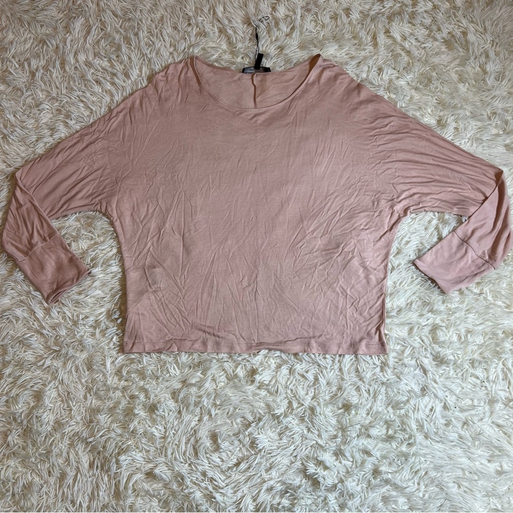 BCBGMaxAzria Blush Pink Long Sleeve Top Size Large Dolman Sleeve Soft NWOT